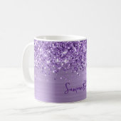 Glittery Glam Royal Lila Name Kaffeetasse (Vorderseite Links)