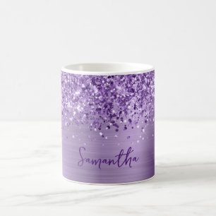 Glittery Glam Royal Lila Name Kaffeetasse