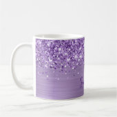 Glittery Glam Royal Lila Name Kaffeetasse (Links)