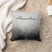 Glittery Glam Silver und Black Personalisiert Kissen (Decke)