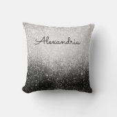 Glittery Glam Silver und Black Personalisiert Kissen (Vorderseite)