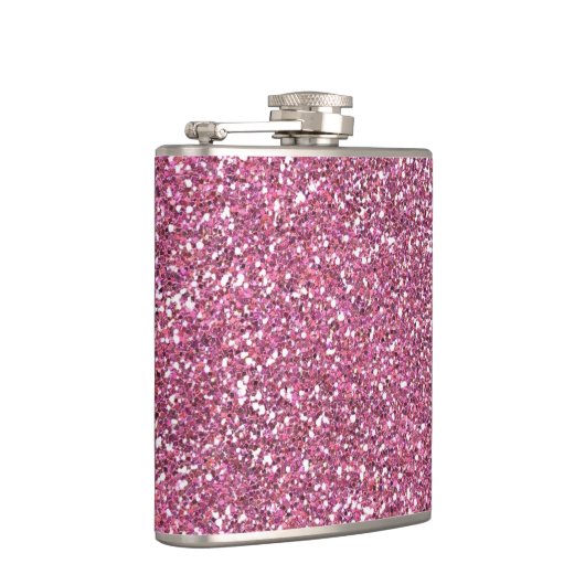 Glittery glänzende rosa Glitzern Flachmann (Rechts)