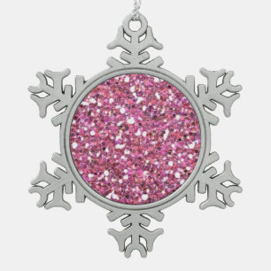 Glittery glänzende rosa Glitzern Schneeflocken Zinn-Ornament