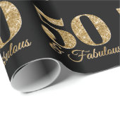 Glittery Gold 50 & Fabulous auf schwarz Geschenkpapier (Rolleneckpunkt)