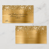 Glittery Gold 50. Hochzeitstag Platzkarte (Vorne/Hinten)