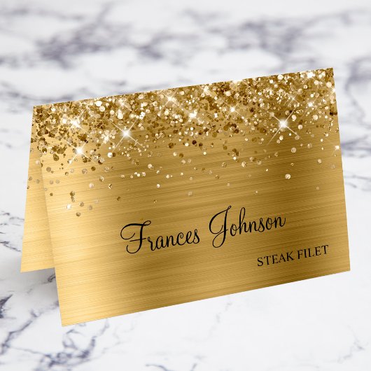 Glittery Gold Auswahl Name Platzkarten Tischnummer
