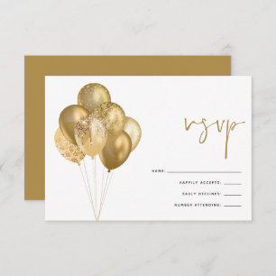 Glittery Gold Balloons 60. Geburtstagsparty RSVP Karte