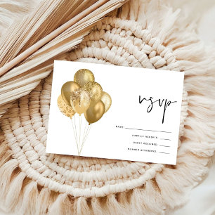 Glittery Gold Balloons Geburtstagsparty UAWG RSVP Karte