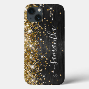 Glittery Gold Black Brushed Metal Case-Mate iPhone Hülle