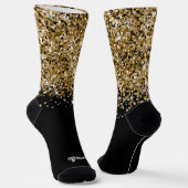Glittery Gold Black Glam Pinselstrichname Socken (Gewinkelt)