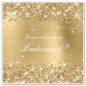 Glittery Gold Bridesmaid Vorschlag Geschenkboxen Aufkleber (Vorderseite)