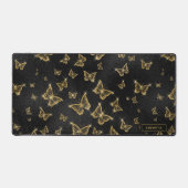 Glittery Gold Butterfets Muster Custom Monogram Schreibtischunterlage (Vorderseite)