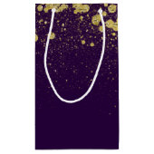 Glittery Gold Confetti auf Lila Kleine Geschenktüte (Rückseite)