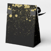Glittery Gold Confetti auf schwarz Geschenkschachtel (Rückseite)
