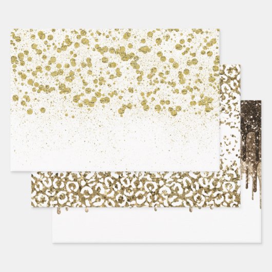 Glittery Gold Confetti Geschenkpapier Set (Set)