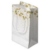 Glittery Gold Confetti Kleine Geschenktüte (Vorderseite Schrägansicht)