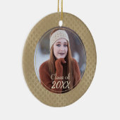 Glittery Gold Damask Muster Foto Graduate Keramik Ornament (Rechts)