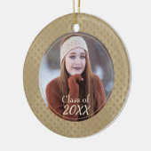 Glittery Gold Damask Muster Foto Graduate Keramik Ornament (Links)