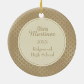 Glittery Gold Damask Muster Foto Graduate Keramik Ornament (Hinten)
