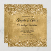 Glittery Gold Elegante Wedding Einladung (Vorne/Hinten)