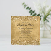 Glittery Gold Elegante Wedding Einladung (Stehend Vorderseite)
