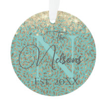 Glittery Gold Feathers Monogram Familienname