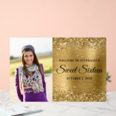 Glittery Gold Foil 16 . Geburtstag Willkommen Big Acrylschild (Hochzeit)