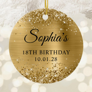 Glittery Gold Foil 18. Geburtstag Foto Keramik Ornament