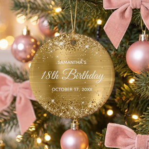 Glittery Gold Foil 18. Geburtstag Keramik Ornament