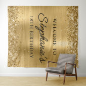 Glittery Gold Foil 18. Geburtstag Script Willkomme Wandteppich (Beispiel (Horizontal))