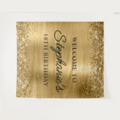 Glittery Gold Foil 18. Geburtstag Script Willkomme Wandteppich (Vorderseite (Horizontal))