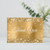 Glittery Gold Foil 21. Geburtstag Dankeskarte (Stehend Vorderseite)