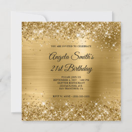 Glittery Gold Foil 21. Geburtstag Einladung