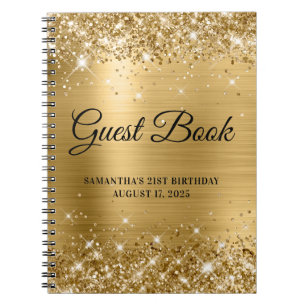 Glittery Gold Foil 21. Geburtstag Gästebuch Notizblock