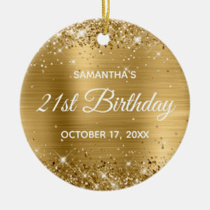 Glittery Gold Foil 21. Geburtstag Keramik Ornament