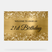 Glittery Gold Foil 21. Geburtstag Willkommen Acrylschild (Vorderseite)