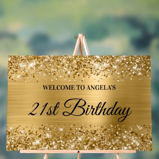 Glittery Gold Foil 21. Geburtstag Willkommen Acrylschild (Neutral)