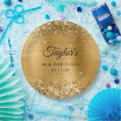 Glittery Gold Foil 40 & Fabulous Pappteller (Party)