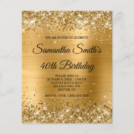 Glittery Gold Foil 40. Geburtstag Einladung