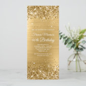 Glittery Gold Foil 40. Geburtstag Einladung (Stehend Vorderseite)