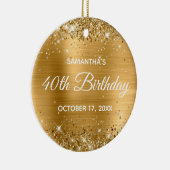 Glittery Gold Foil 40. Geburtstag Keramik Ornament (Rechts)