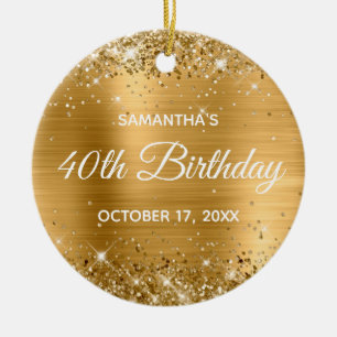 Glittery Gold Foil 40. Geburtstag Keramik Ornament