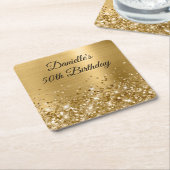 Glittery Gold Foil 50. Geburtstag Rechteckiger Pappuntersetzer (angewinkelt)