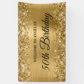 Glittery Gold Foil 50. Geburtstag Willkommen Banner (Vertikal)