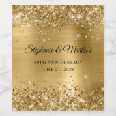 Glittery Gold Foil 50. Hochzeitstag Weinetikett (Einzelnes Label)