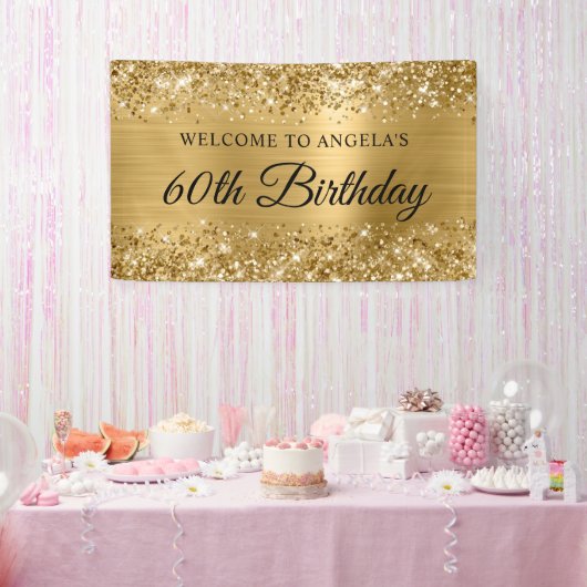 Glittery Gold Foil 60. Geburtstag Willkommen Banner (Party)