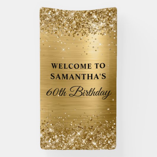 Glittery Gold Foil 60th Birthday Vertical Banner (Vertikal)