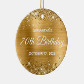 Glittery Gold Foil 70. Geburtstag Keramik Ornament (Rechts)