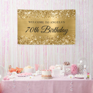 Glittery Gold Foil 70. Geburtstag Willkommen Banner