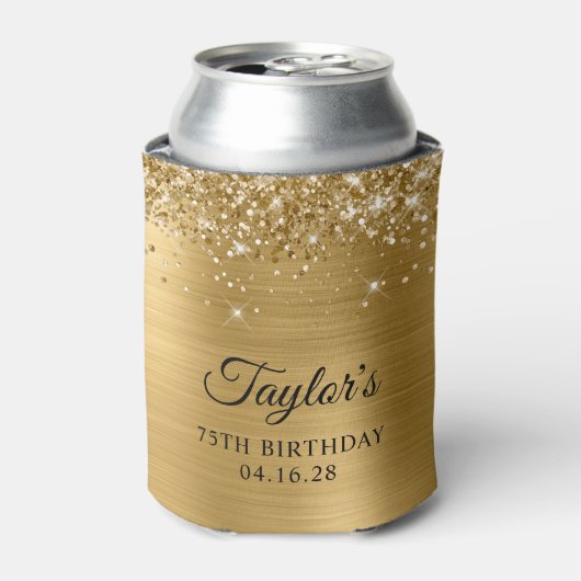 Glittery Gold Foil 75. Geburtstag Dosenkühler (Kanne Vorderseite)